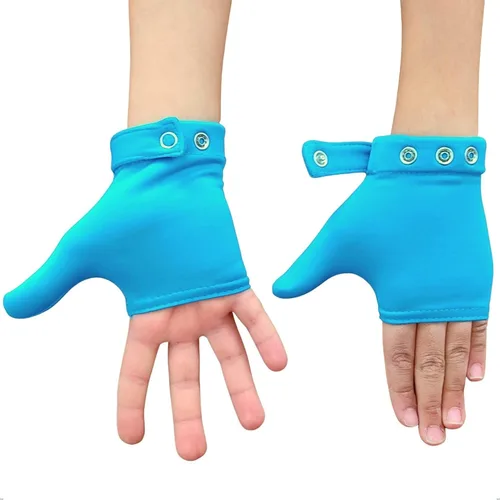 OFFA Tope de succión de pulgar para niños (de 3 a 6 años) – El kit incluye 2 guantes disuasorios para chupar el pulgar (azul) y folleto guía