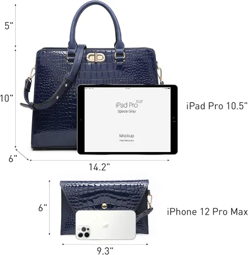 Miniatura 3 de Dasein Bolsos de mano para mujer bolsos de mano con asa superior bolsos de trabajo bolsos de hombro con embrague a juego juego de 2 piezas