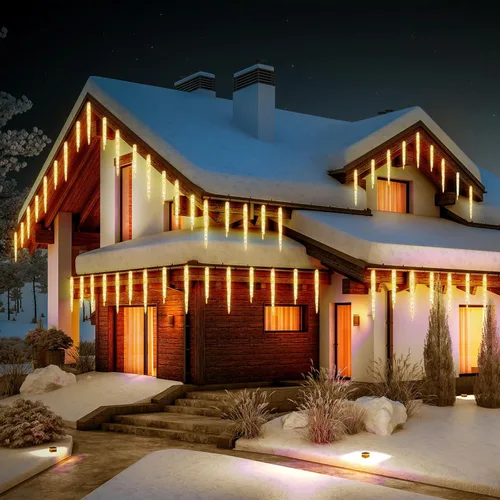 Miniatura 5 de Brightown luces de carámbanos para Navidad al aire libre, 19.8 pies con 20 tubos grandes, 480 LED, efecto de caída de lluvia de meteoritos, luces