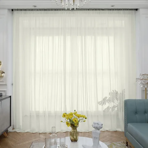 Miniatura 9 de ABCHOME Cortinas traslúcidas blancas de 63 pulgadas de largo, cortinas traslúcidas para ventana, 2 paneles, cortinas traslúcidas para dormitorio
