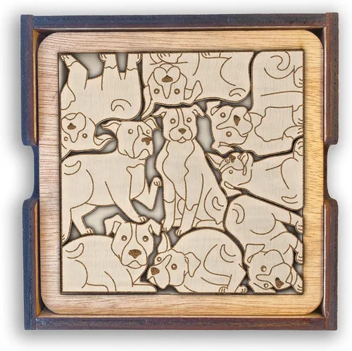 Miniatura 2 de Posavasos de Rompecabezas de Madera con Perro American Pit Bull Terrier - Regalo Único para Amantes de Perros Pitbull, Posavasos de Rompecabezas