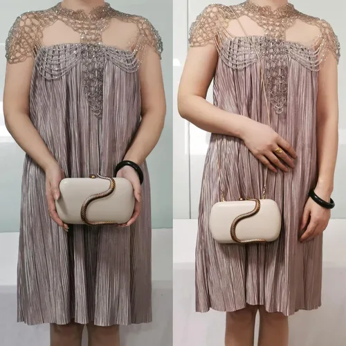 Miniatura 6 de Bolso de mano de piel sintética desmontable con cadena cruzada, bolso de noche, bolso de mano para mujer, formal, boda, fiesta, baile de graduación