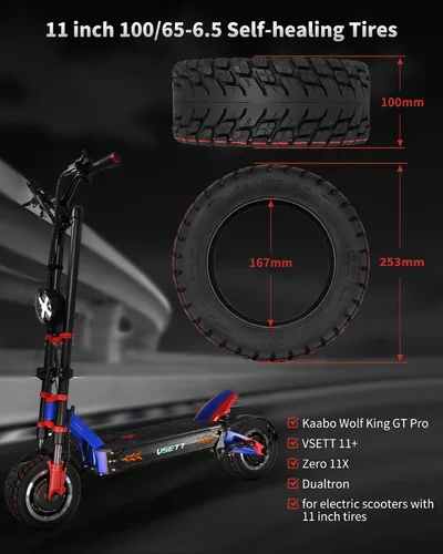 Miniatura 4 de 100/65-6.5 Neumático sin cámara para todo terreno para VSETT 11+/Zero 11X/Dualtron para accesorios de scooter eléctrico de 11 pulgadas, neumáticos 2