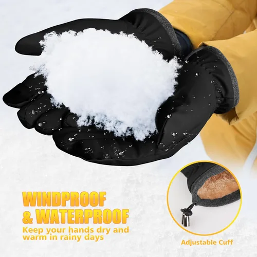 Miniatura 4 de ihuan Guantes de invierno impermeables a prueba de viento para hombre y mujer, guantes cálidos para clima frío, dedos con pantalla táctil