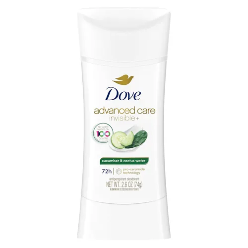 Dove Advanced Care - Barra de desodorante antitranspirante con agua de pepino y cactus invisible para ayudar a reparar la piel con tecnología