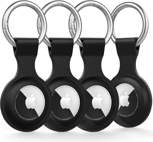 Paquete de 4 fundas para AirTag de Apple, soporte antipérdida para AirTag, llavero AirTag con llavero, funda protectora antiarañazos para Apple
