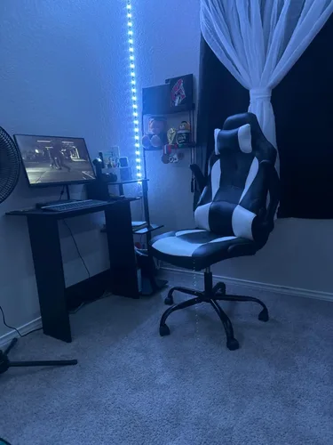 Miniatura 6 de Silla de juegos para PC, silla ergonómica de oficina de masaje ajustable en altura con giro de 360 grados, asiento ancho y reposacabezas