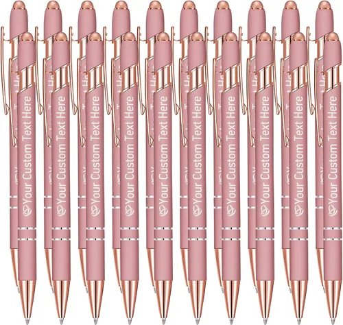 Miniatura 14 de STREADVE Bolígrafos personalizados personalizados con nombre grabado, logotipo, texto, bolígrafos de escritura suave, regalo personalizado para Negro