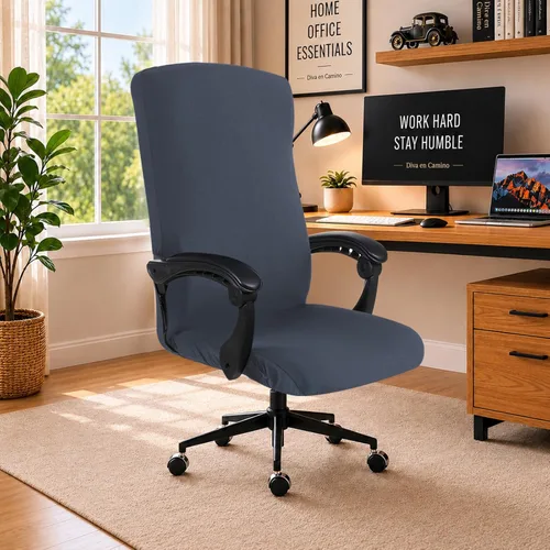 Miniatura 85 de Fundas Separadas Super Estirativas para Silla de Oficina - Funda Universal de Licra para Silla de Computadora - Cubiertas Lavables de Respaldo Morado