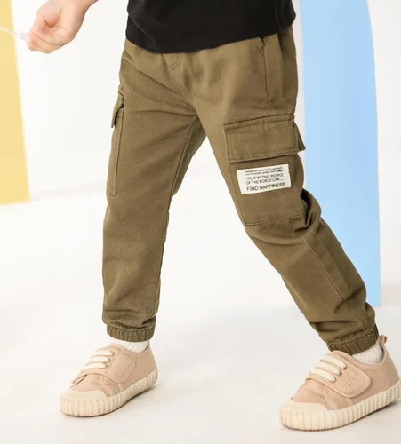 Miniatura 7 de Feidoog Pantalones deportivos de algodón sólido con cintura elástica para niños pequeños, paquete de 23