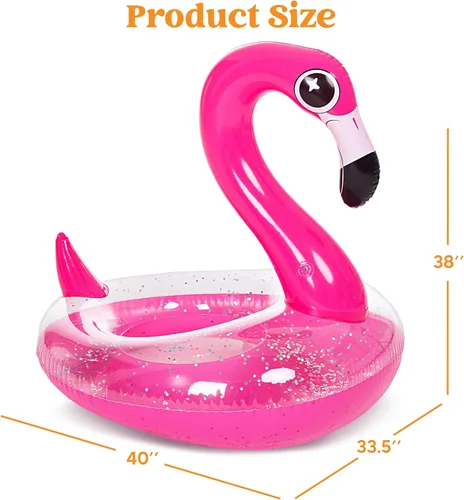 Miniatura 6 de JOYIN Flotadores inflables de flamenco para piscina, tubo de natación con purpurina para adultos y niños, divertida balsa flotante para playa, lago