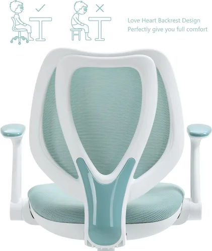 Miniatura 3 de Linda silla de escritorio para niños, silla de computadora azul con reposabrazos ajustables y reposapiés, sillas giratorias para estudio, lectura