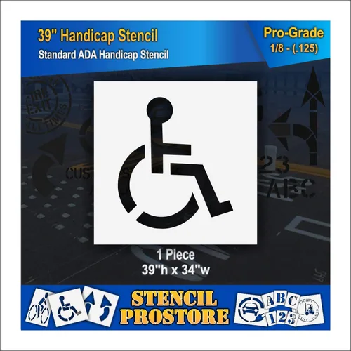Plantilla para estacionamiento – 39 pulgadas – Plantilla ADA para discapacitados (4 "trazos) – 39 pulgadas x 34 pulgadas x 1/8 pulgadas (128 mil) –