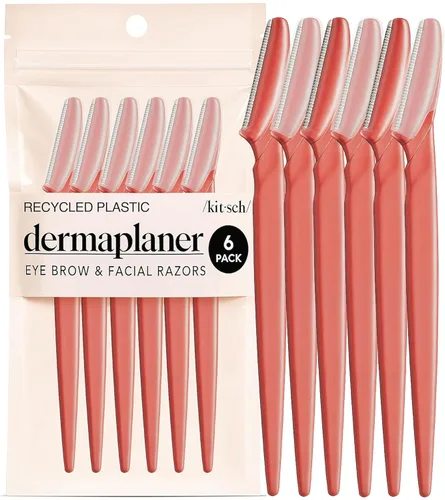 Kitsch Dermaplane Maquinilla de Afeitar para Rostro de Mujer – Maquinillas de Afeitar Faciales para Mujeres y Hombres, Recortadora de Cejas y Coral