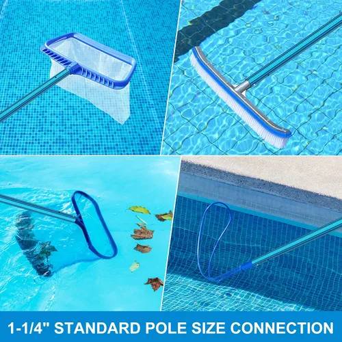 Miniatura 3 de CKE Poste telescópico de aluminio azul mejorado de 15 pies de grosor de 0.051 in, ajustable de 3 piezas ampliables, fijar redes de desnatador