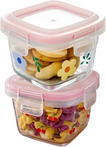 Miniatura 12 de Ivymei Paquete de 2 mini recipientes de vidrio con tapas, pequeños contadores de almacenamiento de alimentos de tulipán para porciones de alimentos
