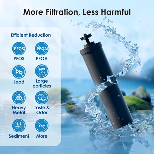 Miniatura 6 de Waterdrop Filtro de agua certificado NSF/ANSI 42 y 372, repuesto para filtros Berkey® BB9-2® Black, sistema de filtro de agua por gravedad ProOne®