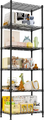 Miniatura 9 de REGILLER Estantería de alambre de acero con 6 estantes, unidad de almacenamiento ajustable para lavandería, baño, cocina, despensa, armario