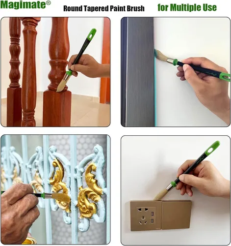 Miniatura 6 de Magimate Brocha pequeña para retoques, brocha para manchas para marcos, zócalos, esquinas de pared de casa y aplicación artística, un solo