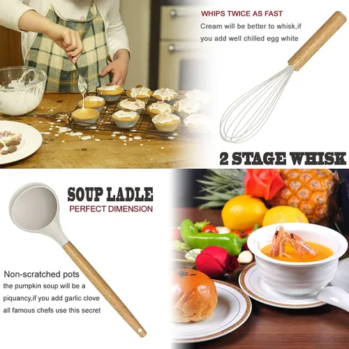 Miniatura 4 de Juego de utensilios de cocina - 35 piezas de utensilios de cocina con rallador, pinzas, espátula de cuchara y girador hechos de silicona resistente