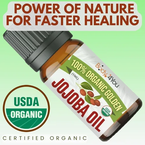 Miniatura 8 de BodyJ4You Aceite de jojoba orgánico para piercings - USDA 100% puro prensado en frío aceite para estiramiento de orejas - Cuidado de la nariz
