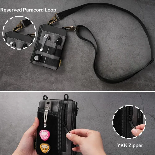 Miniatura 5 de VIPERADE VE18 EDC Bolsa, Organizador de Bolsillo para Hombres, Organizador de Bolsillo EDC, 3 Ranuras con 2 Bolsillos con Cremallera, Bolsa Gris