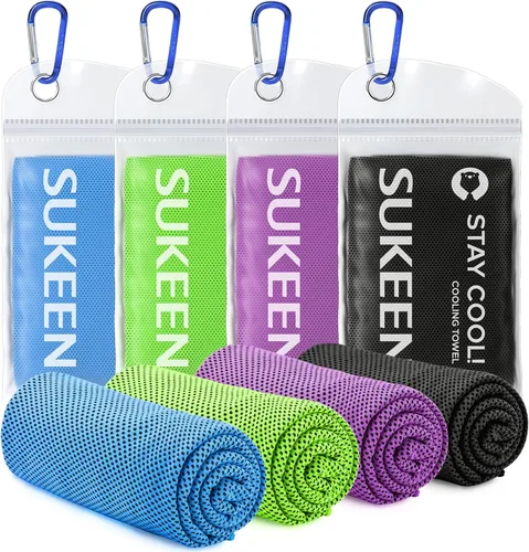 Miniatura 17 de Sukeen Paquete de 4 toallas refrescantes (40 x 12 pulgadas), toalla de hielo, toalla suave y transpirable, toalla de microfibra para yoga