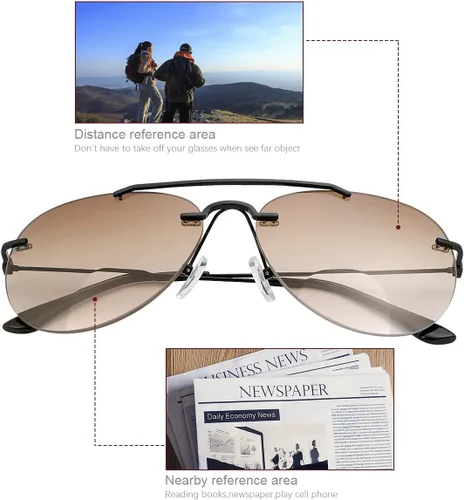 Miniatura 4 de MIRYEA 2 pares de lentes de sol bifocales de lectura con protección UV400 para exteriores, lentes de luz azul para hombres y mujeres