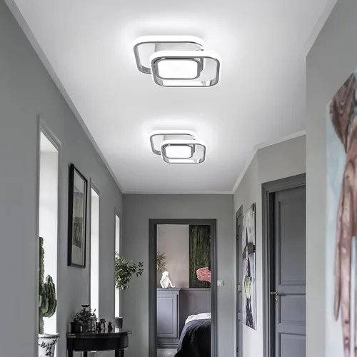 Miniatura 3 de CANEOE Lámpara de Techo Cuadrada para Pasillo, 6000K Blanco Frío Luz de Techo Moderna de Montaje al Ras, Accesorios de Iluminación LED Cromados