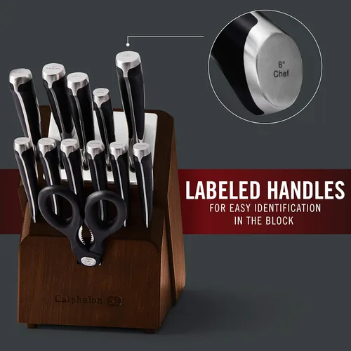 Miniatura 6 de Calphalon Juego de cuchillos de cocina con bloque autoafilable, cuchillos antiadherentes de 13 piezas