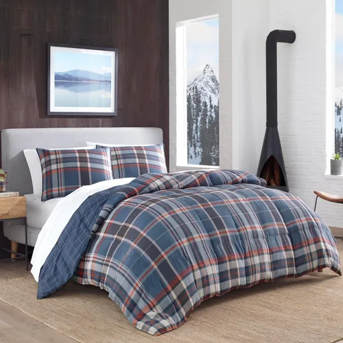 Miniatura 32 de Eddie Bauer - Juego de edredón Queen, ropa de cama reversible a cuadros, elegante y cálida decoración del hogar (gris normandía, Queen)