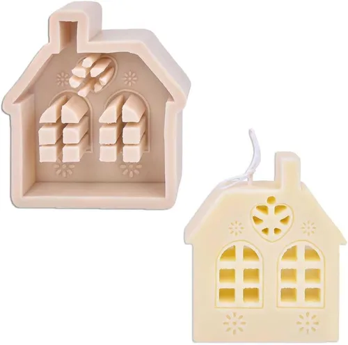 Molde de silicona Freshie del coche de la forma de la casa de la Navidad para hacer el jabón Aroma Beads Car Freshie Candle Pendant Resin Casa de
