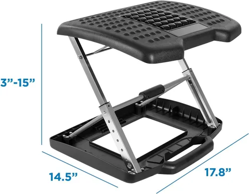 Miniatura 6 de Mount-It! Reposapiés para debajo del escritorio, altura ajustable e inclinación, reposapiés debajo del escritorio (3 a 15 pulgadas) con rodillos