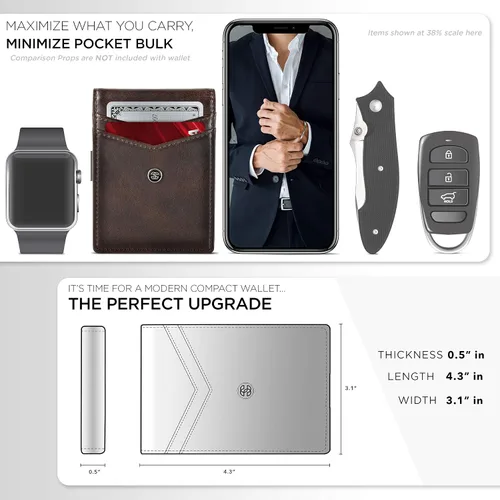 Miniatura 36 de Suavell Billeteras delgadas de cuero para hombres. Cartera con clip para dinero. Cartera de perfil bajo RFID Cartera minimalista