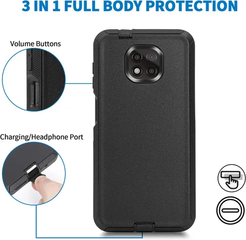 Miniatura 5 de Funda para Moto G Power 2021, Motorola G Power 2021, resistente a prueba de golpes, protección a prueba de polvo, 3 en 1, funda protectora Negro