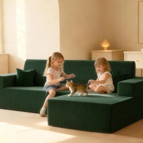 Miniatura 2 de Sofá modular Cloud de 110 pulgadas sin hueso, con diván en forma de L, modernos sofás tapizados para sala de estar y dormitorio, no requiere montaje