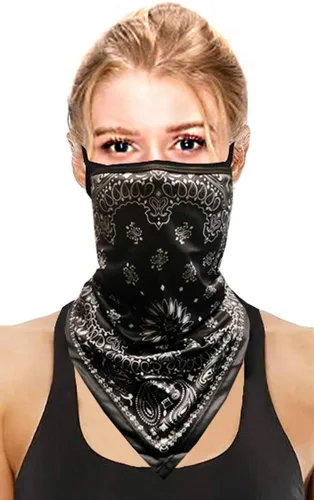 Miniatura 4 de CCFW Face Bandana Ear Loops Elegante Hombres Mujeres Polainas de Cuello para Polvo Viento Moto