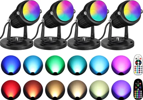 Miniatura 9 de SUNVIE RGBW - Focos de Navidad para interiores de 6 W, iluminación ascendente para interiores con control remoto, luces que cambian de color, focos