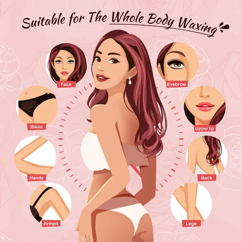 Miniatura 4 de Ajoura Frijoles de cera de rosa dura de 1 libra para depilación de cuerpo completo – Bikini, cara, cejas, espalda, pecho, piernas, axila, labio Rojo