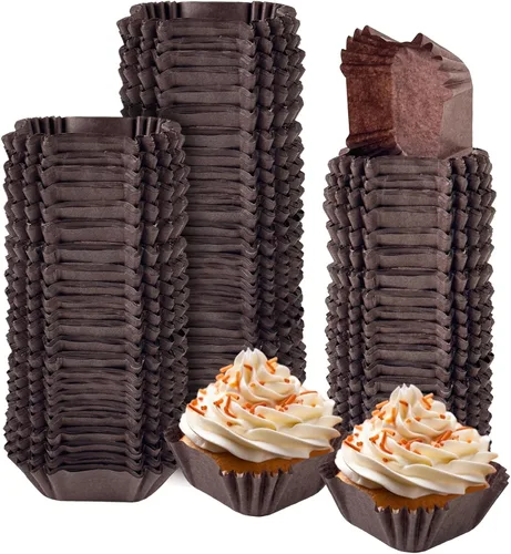 Miniatura 10 de qiqee 300 unidades de forros para magdalenas jumbo naturales forros para muffins de tamaño jumbo tazas para hornear de papel de tamaño jumbo sin