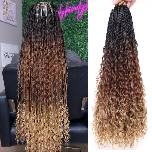 Miniatura 35 de COOKOO Cabello de Trenzas de Caja Bohemias de Ganchillo de 8 Pulgadas para Mujeres Negras, Paquete de 8, Cabello Sintético de Trenzas de Caja