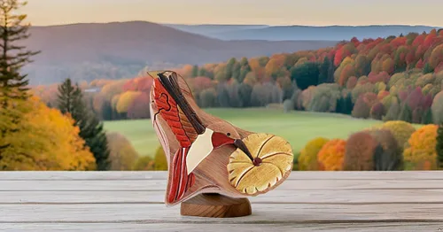 Miniatura 2 de Hummingbird & Flower - Caja de rompecabezas de Intarsia de madera natural, hecha a mano con compartimento secreto