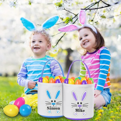Miniatura 2 de Jocidea - Cesta de Pascua personalizada, paquete de 1 cestas de Pascua personalizadas para niñas y niños, cesta de Pascua personalizada para bebés