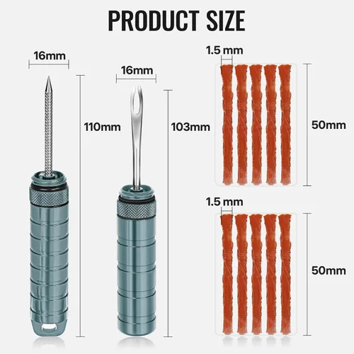Miniatura 3 de BWSHLF Kit de reparación de neumáticos de bicicleta sin cámara para bicicletas de montaña y bicicletas de carretera, kit de tapones de neumáticos