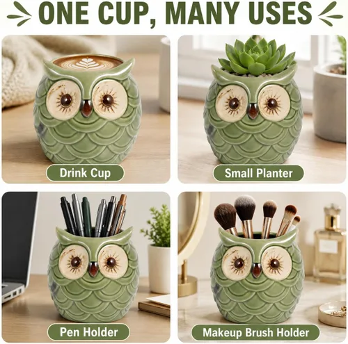 Miniatura 6 de HOMSFOU Vaso de cóctel de búho de 2.91 x 2.75 x 3.81 pulgadas, diseño creativo de búho, taza de vino para decoración de mesa y regalo del hogar