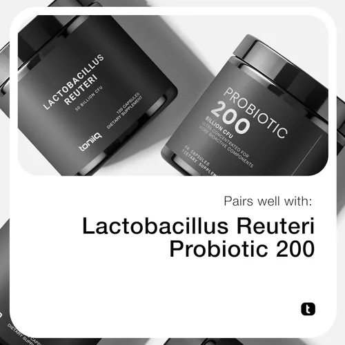 Miniatura 8 de Toniiq Lactobacillus Rhamnosus - Ultra alta resistencia 100B CFU con FOS prebiótico - Cápsulas de liberación retardada - Probado en laboratorio