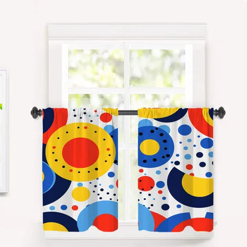 Miniatura 17 de Cortinas opacas de poliéster multicapa para cafetería, con diseño de diamantes, 2 unidades, 26 x 24 pulgadas