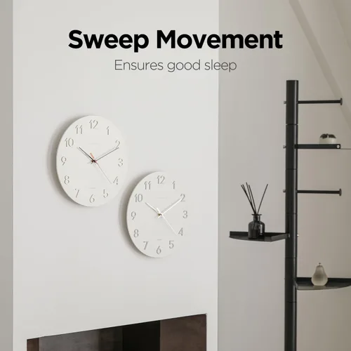 Miniatura 2 de mooas Reloj de Pared Moderno con Números 3D, 12" Reloj de Pared Analógico Decorativo con Movimiento de Barrido Silencioso Sin Tic-Tac Operado