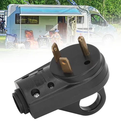 Miniatura 9 de Reemplazo macho de enchufe RV 30A, conector eléctrico de 3 clavijas de 125 V con mango de reparación de cable de alimentación para RV latón nailon 1