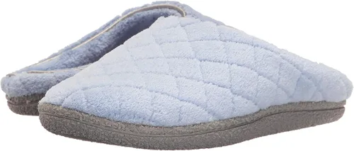 Miniatura 7 de Dearfoams - Pantuflas informales de felpa acolchada Leslie para mujeres - Azul